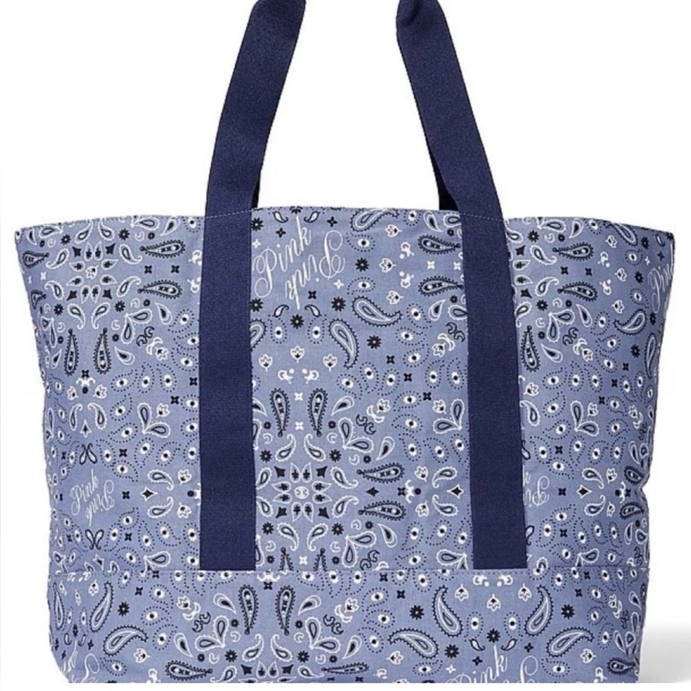Victoria's Secret PINK Blue Paisley Tote ( reversible)